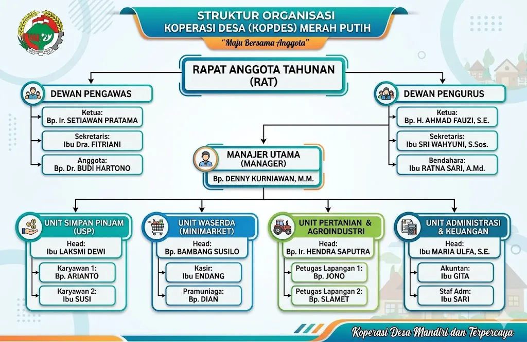 Susunan Pengurus KOPDES Merah Putih Level Provinsi atau Kabupaten – Gaji dan Tugasnya Terbaru 2026